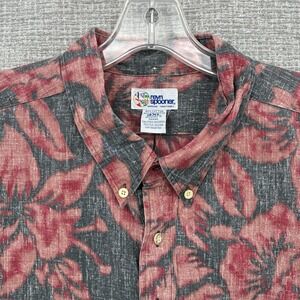 Vtg 90s Reyn Spooner 3XL Hawaiian Popover Kloth Red Black Floral Hibiscus‎ Shirt
